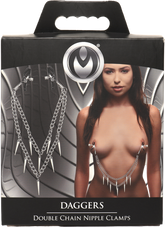Master Series Daggers Double Chain Fetish Play Nipple Clamps Nipple and Clit Clamps